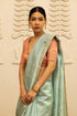 Handloom Chanderi Blue Saree With Golden Tulips
