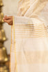 Handwoven Beige & Gold Chanderi Tissue Saree
