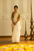 Handwoven Chanderi Cotton Silk White & Gold Tulip Saree
