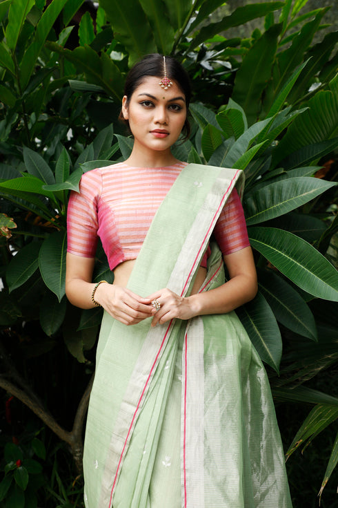 Handwoven Mint Chanderi Saree