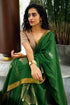 Handwoven Handprinted Green Bengal Cotton Saree