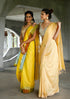 Handwoven Lemon Maheshwari Saree