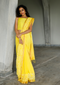 Handwoven Handprinted Yellow Bengal Cotton Saree