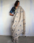 Ivory Blockprinted Cotton Mul Saree