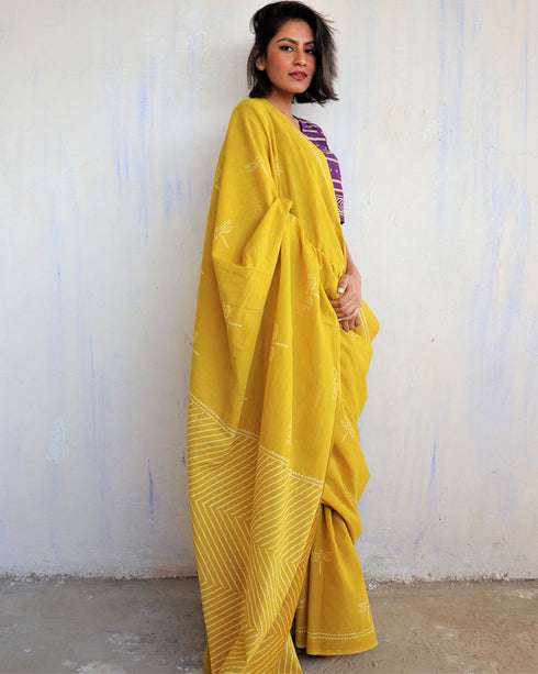 Aponi Hand Block Printed Cotton Saree