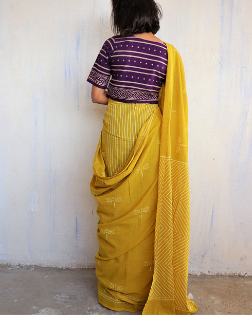 Aponi Hand Block Printed Cotton Saree