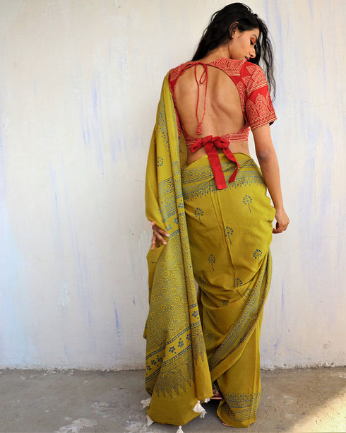 Kimana Hand Block Printed Cotton Saree
