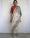 Ivory Grey Block Printed Cotton Mul Saree