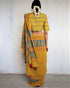 Mustard Block Printed Cotton Mul Mul Saree
