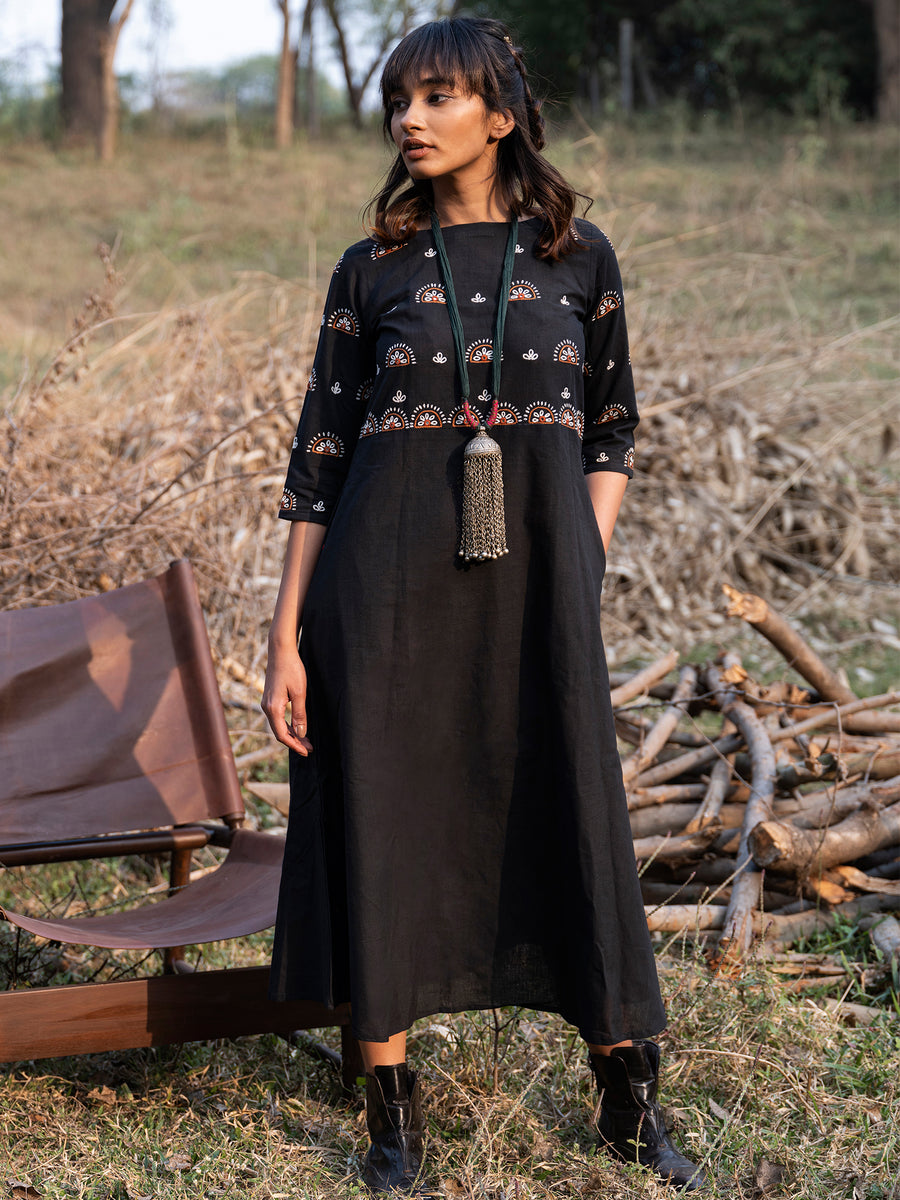 Boho Hand Embroidered Pure Cotton Dress – Go Native Retail LLP