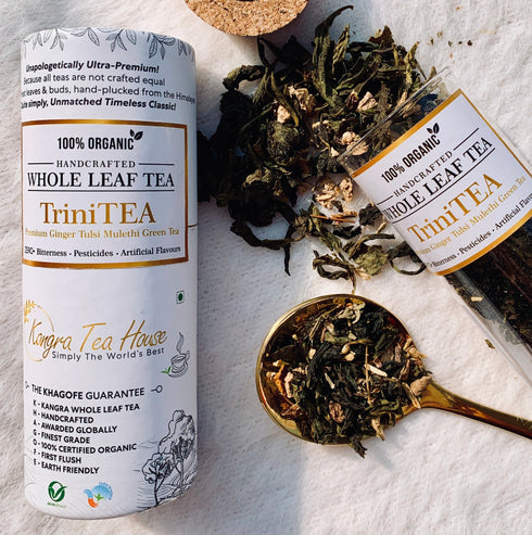 Organic Ginger Mulethi Whole Leaf Green Tea