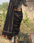 Black Hand Block Printed Cotton Mul Saree