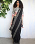 Ivory Black Hand Block Printed Cotton Mul Saree