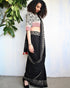 Ivory Black Hand Block Printed Cotton Mul Saree