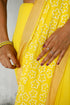 Handwoven Handprinted Yellow Bengal Cotton Saree