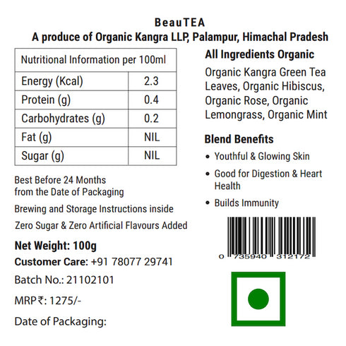 Organic Hibiscus Rose Whole Leaf Green Tea