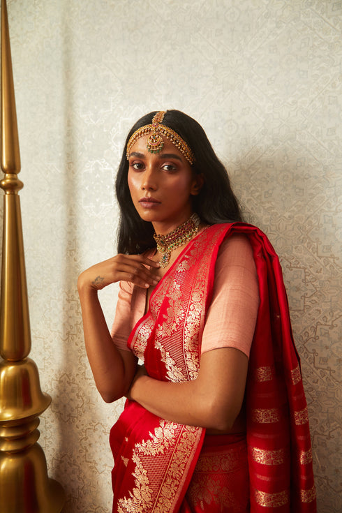 Handwoven Red & Gold Banarasi Saree