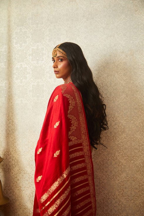 Handwoven Red & Gold Banarasi Saree