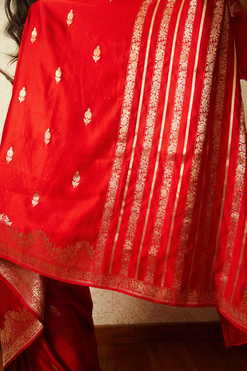 Handwoven Red & Gold Banarasi Saree