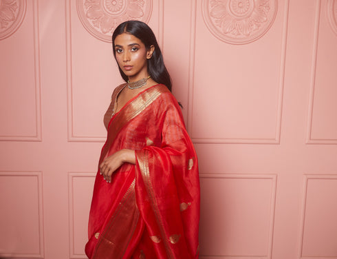 Handwoven Red Banarasi Silk Saree