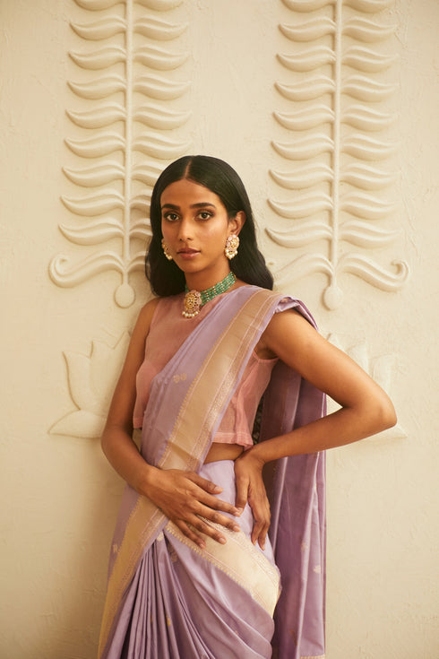 Handwoven Lavender Banarasi Saree