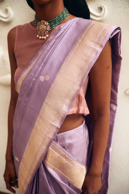 Handwoven Lavender Banarasi Saree