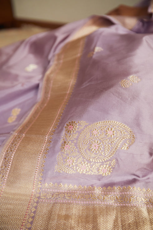 Handwoven Lavender Banarasi Saree