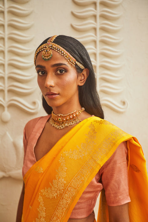 Handwoven Yellow & Gold Banarasi Saree