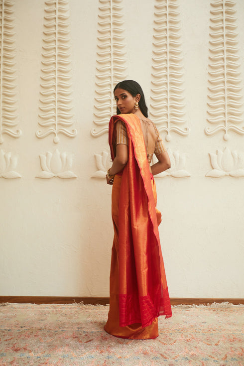 Handwoven Red & Gold Banarasi Saree