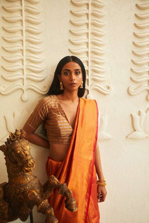 Handwoven Red & Gold Banarasi Saree