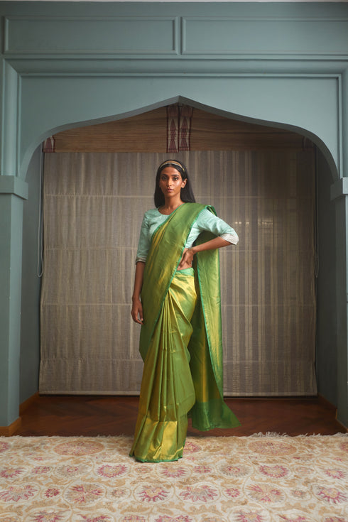 Handwoven Light Green Banarasi Saree