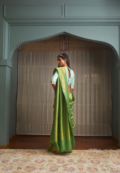 Handwoven Light Green Banarasi Saree