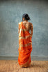 Handwoven Orange Maheshwari Tissue Silk Saree