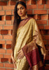 Handwoven Gold Striped Banarasi Saree