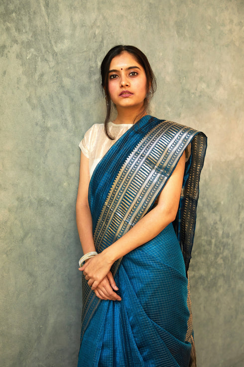 Handloom Emerald Mangalgiri Saree