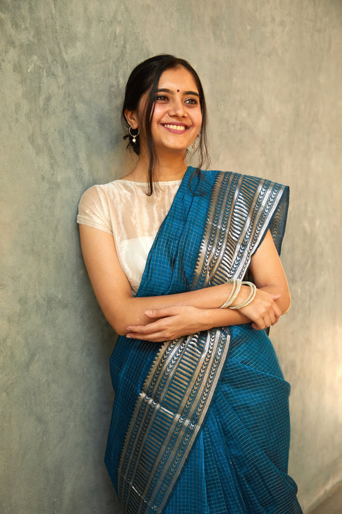 Handloom Emerald Mangalgiri Saree