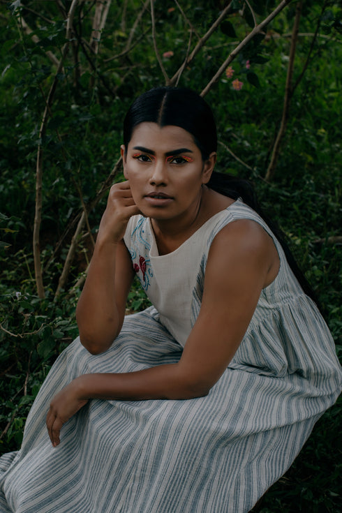 Handloom Gathered Maxi Dress