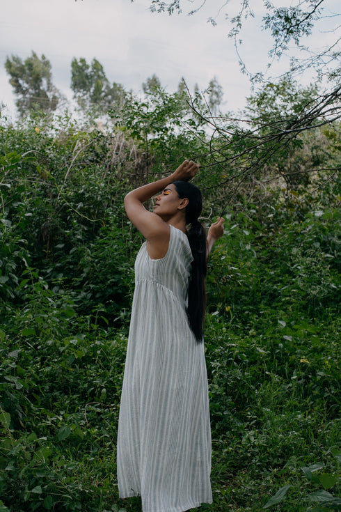 Handloom Gathered Maxi Dress