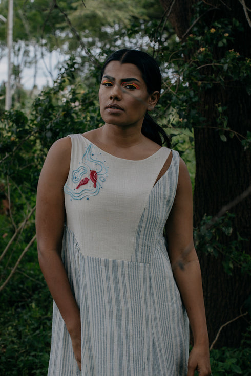 Handloom Gathered Maxi Dress