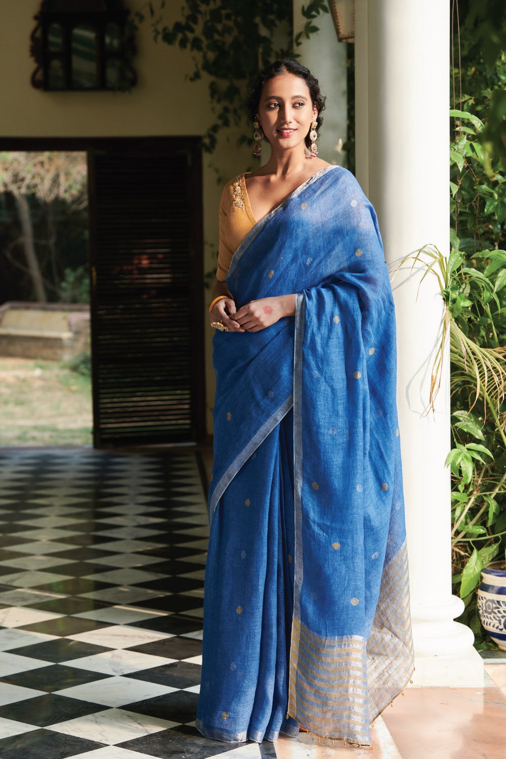 Sky Blue Kevaah Linen Fancy Styles Designer Linen Saree Collection - vsaree  - 4094942